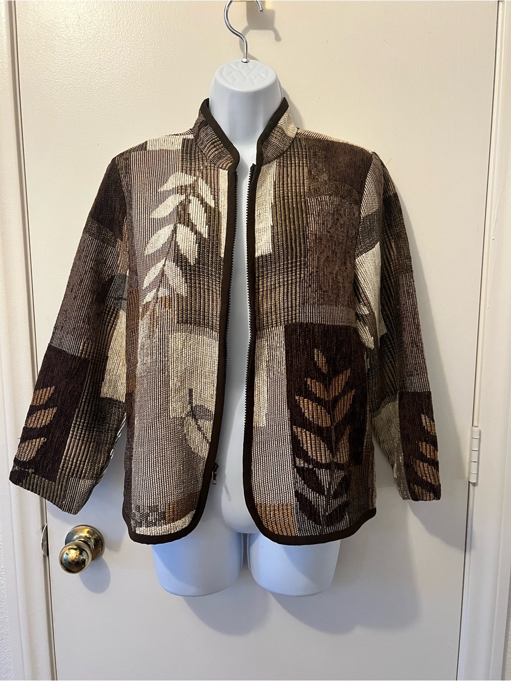 Coldwater Creek Women’s Brown Patterned Zip-Front Jacket